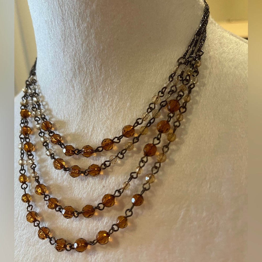 Vintage 1928 Multi-Strand Sparkling Beaded Chain Adjustable Necklace